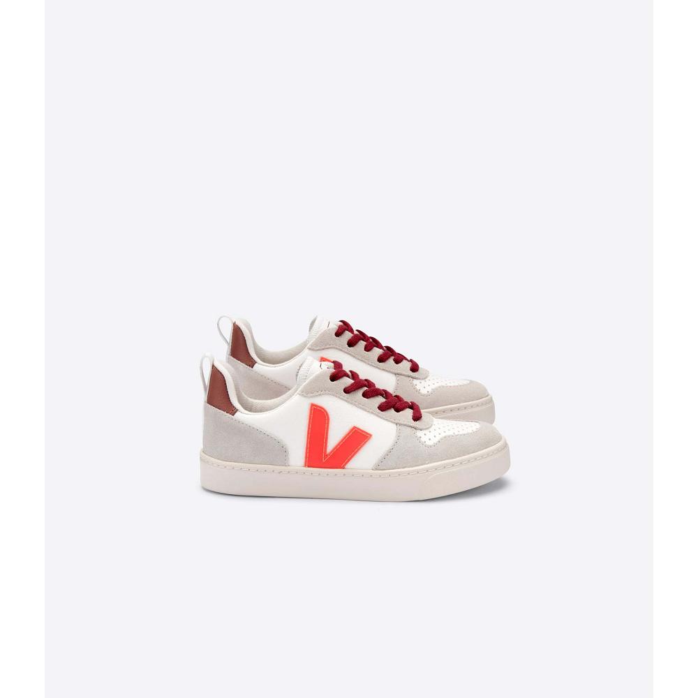 White/Orange Kids\' Veja V-10 BONTON Sneakers | AU 838UZG